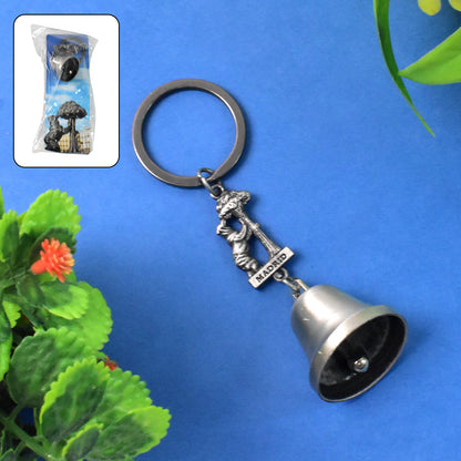 Wukusy metal small temple bell keychain with colorful finish, designed for motorcycle or home decoration.