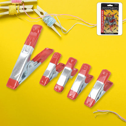 Set of 5 heavy-duty Wukusy metal spring clamps for home improvement, featuring strong metal clips for versatile securing tasks.