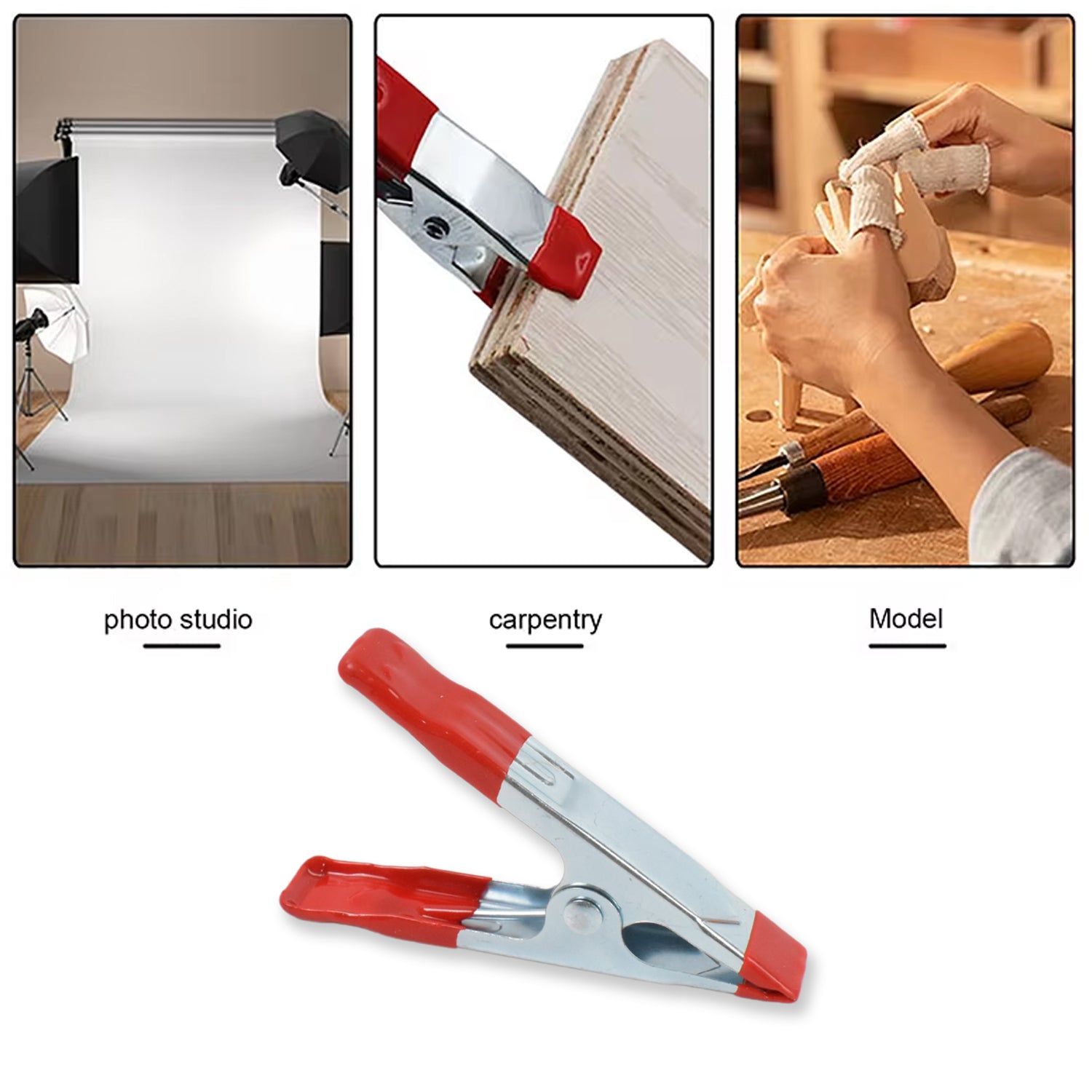 Set of 5 heavy-duty Wukusy metal spring clamps for home improvement, featuring durable metal clips and secure grip.