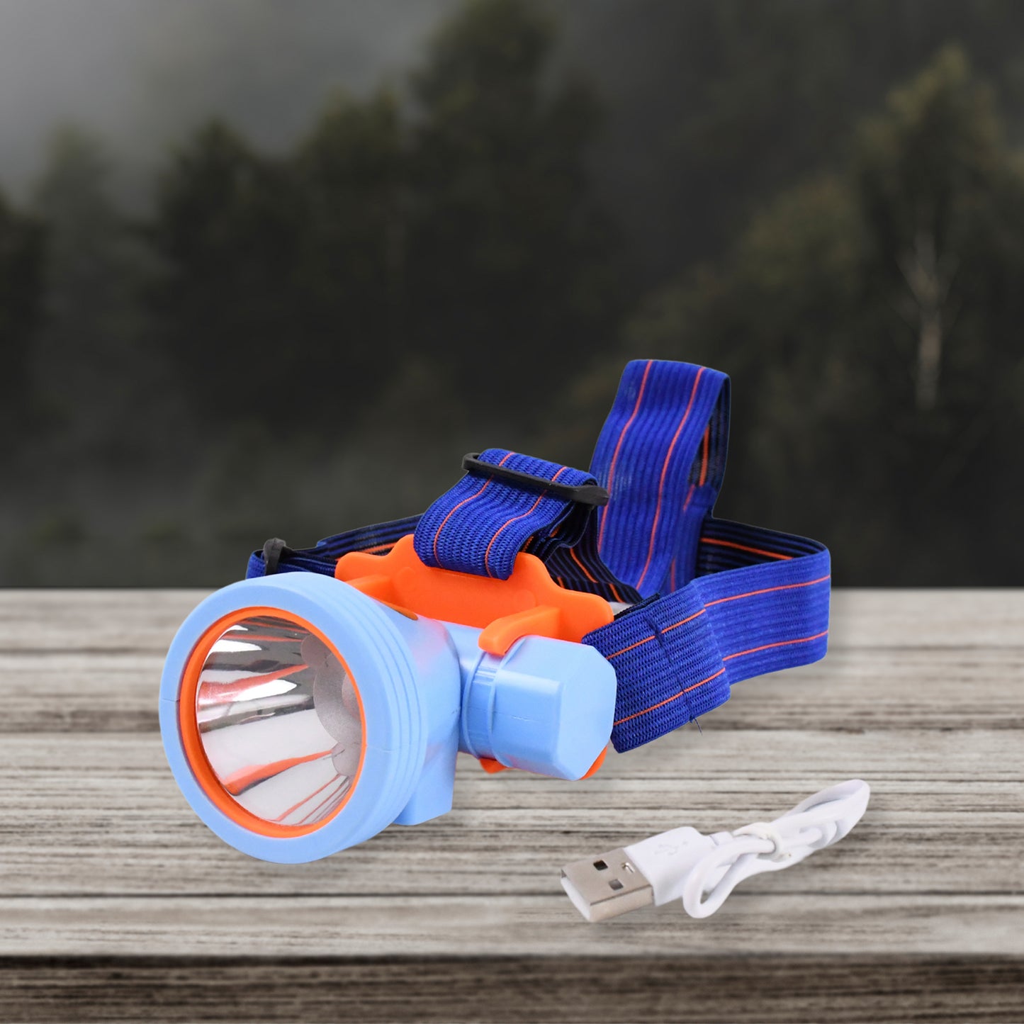 Wukusy mini rechargeable power headlamp with plastic case, compact home improvement tool for hands-free lighting.