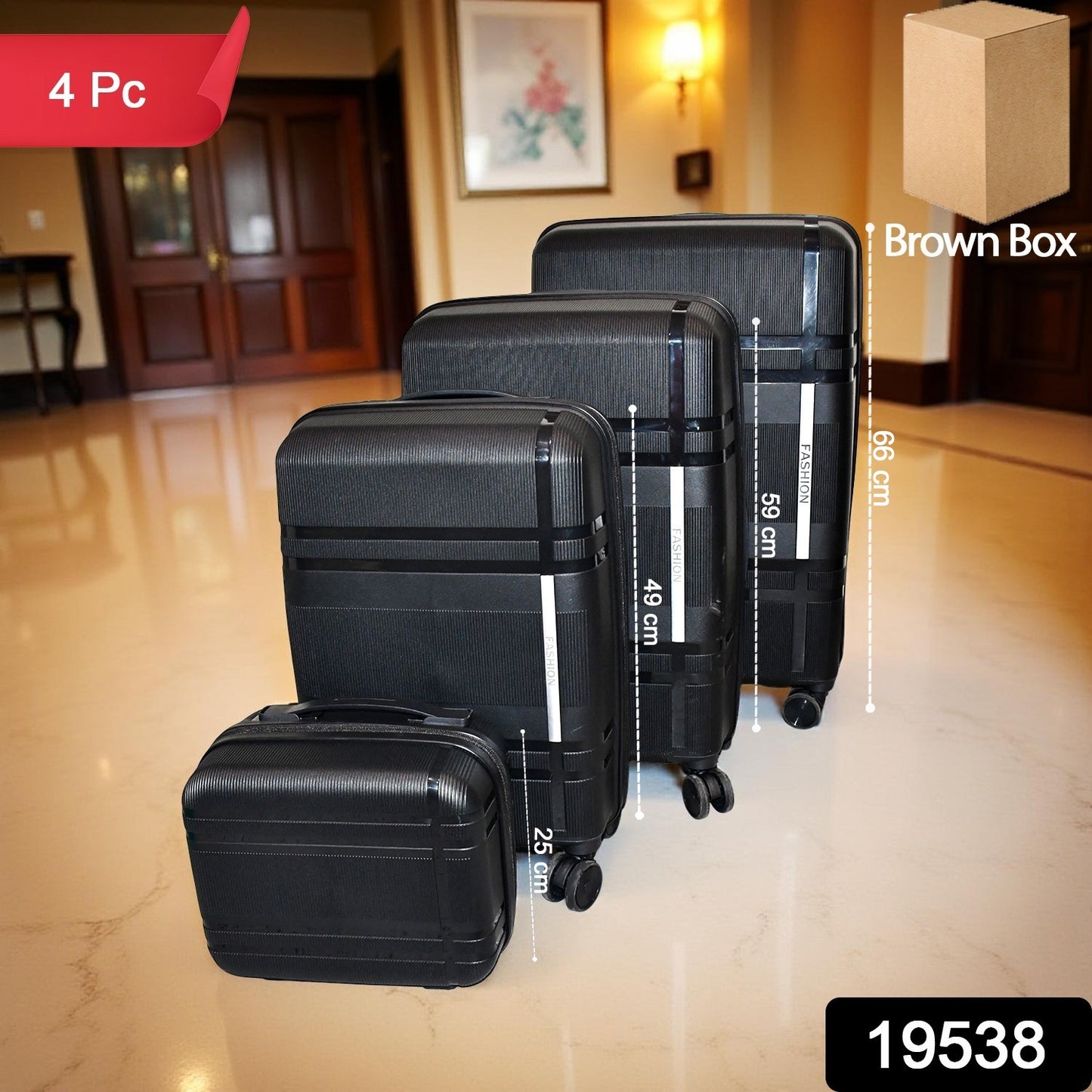 Wukusy 4-piece mix color hard-shell luggage trolley set with rolling suitcases for travel and home improvement use