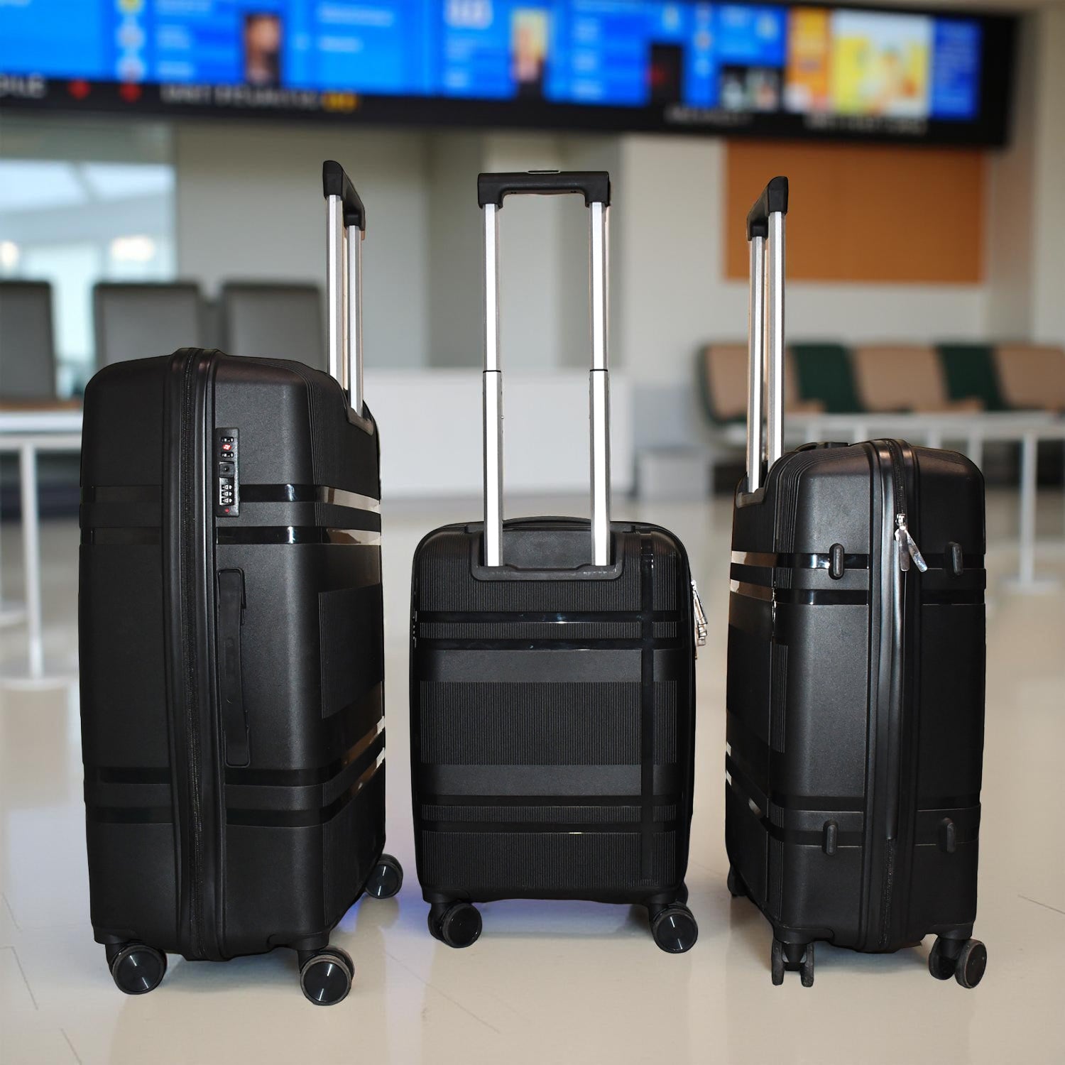 Wukusy 4-piece mix color hard-shell luggage trolley set with durable suitcases and handles, ideal for travel and home improvement.