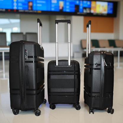 Wukusy 4-piece mix color hard-shell luggage trolley set with durable suitcases and handles, ideal for travel and home improvement.