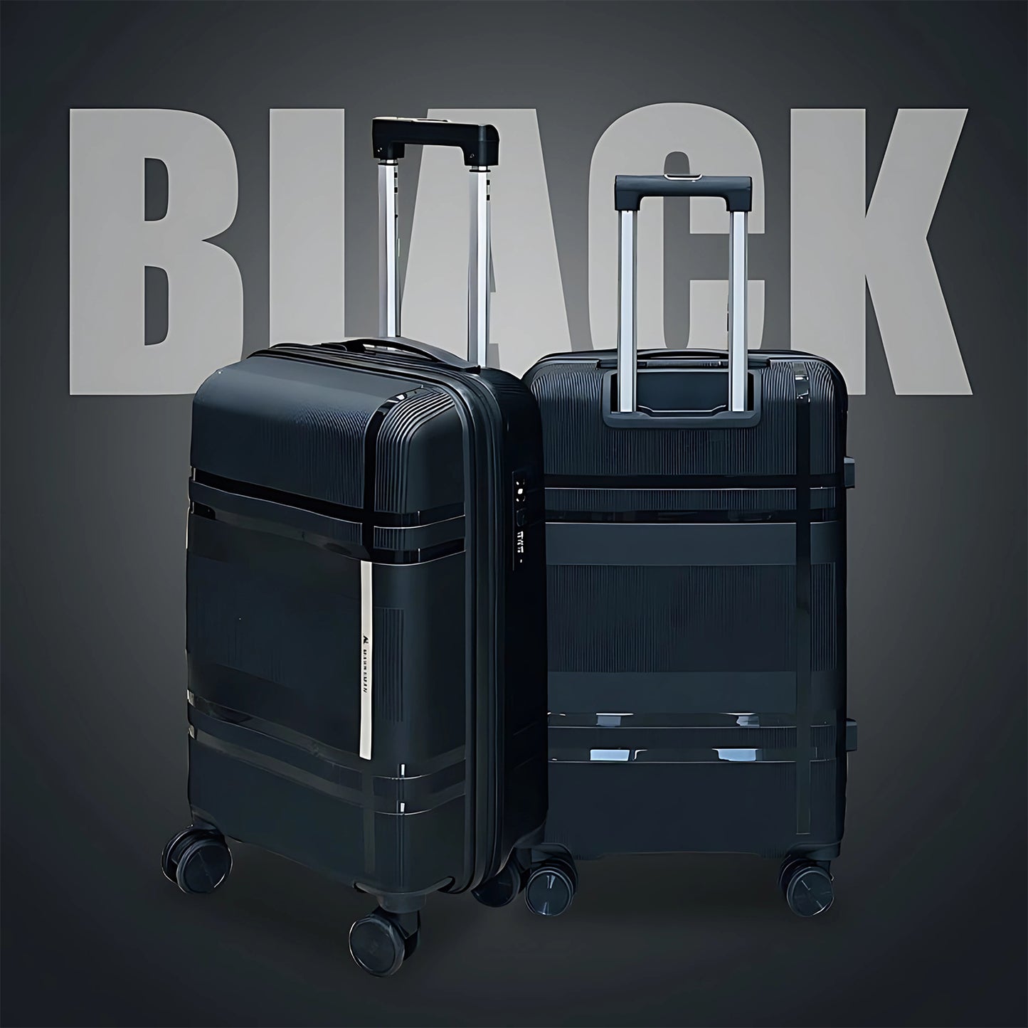 Wukusy 4-piece set of mix color hard-shell luggage trolleys with rolling wheels and telescopic handles for travel and home improvement.