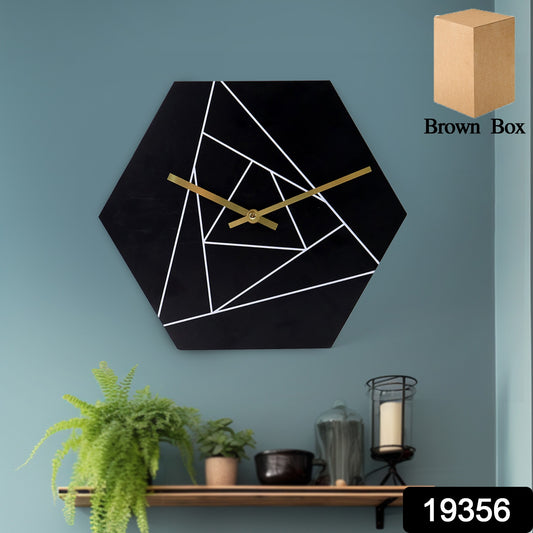 Wukusy modern geometric hexagon wall clock for home decor, featuring a stylish design and clean lines, single piece.