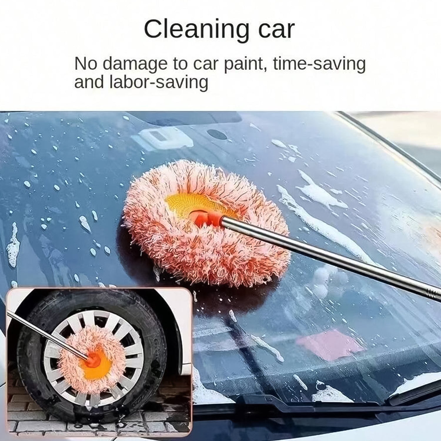 Wukusy rotatable spin mop for cleaning, 110 cm length, ideal for home improvement and floor cleaning tasks.