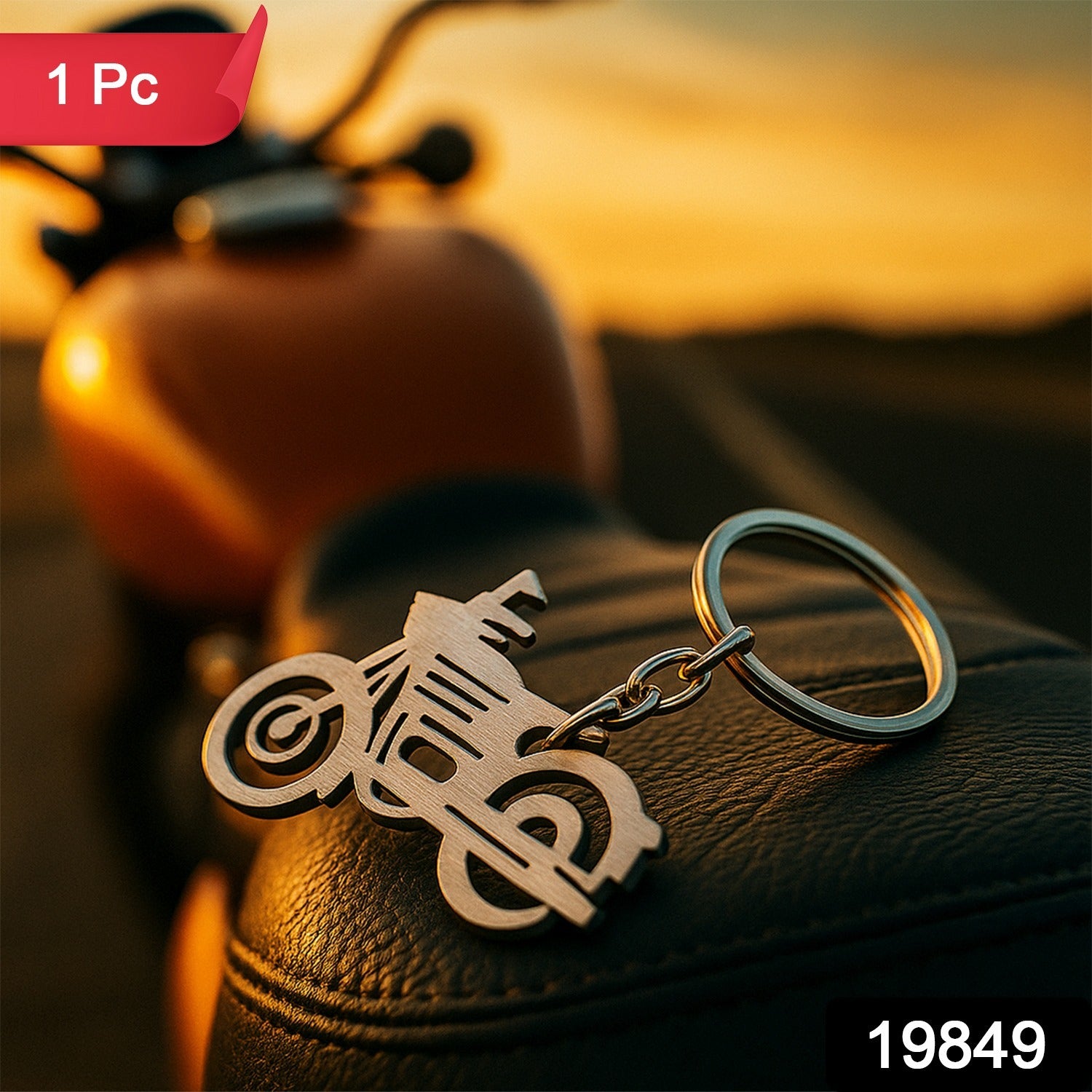 Wukusy motorcycle silhouette metal keychain, durable home improvement accessory with motorcycle design on a keyring.