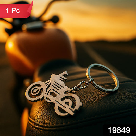 Wukusy motorcycle silhouette metal keychain, durable home improvement accessory with motorcycle design on a keyring.