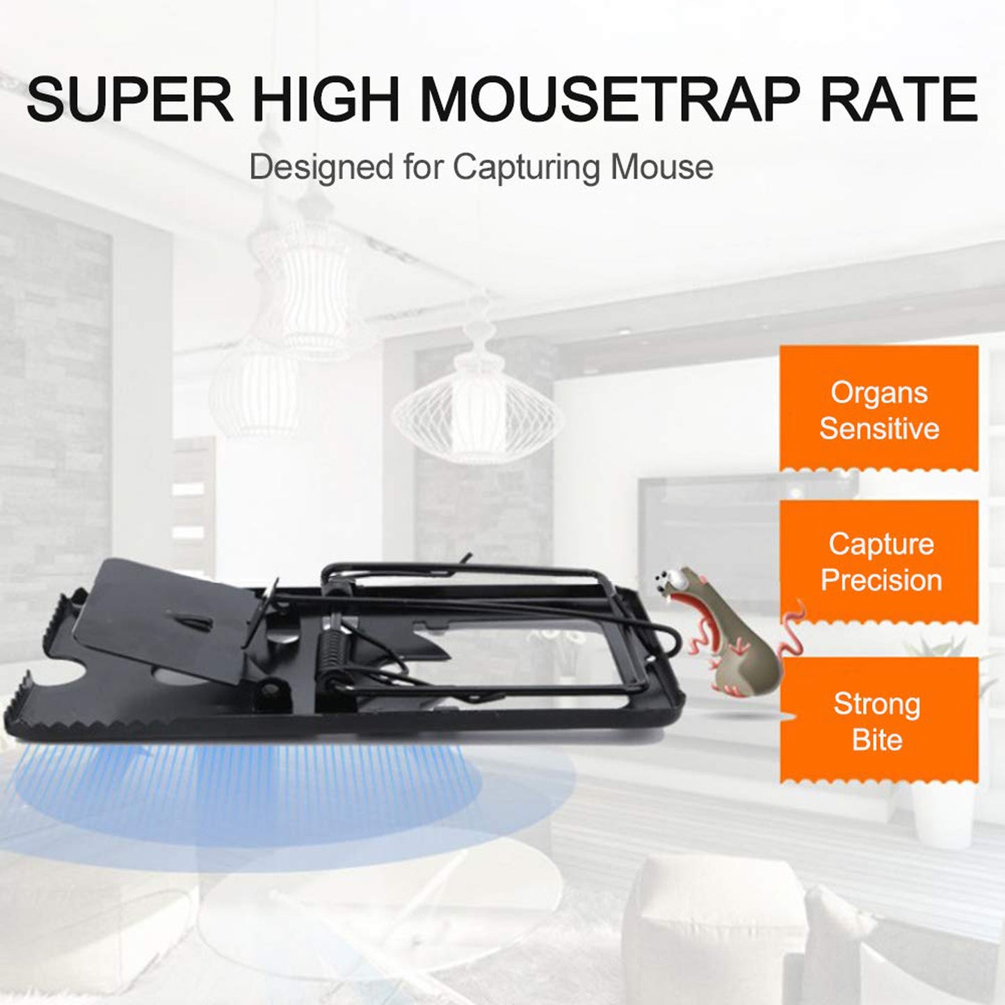 Wukusy mouse trap catcher set with two snap kill rodent traps for mice control, suitable for home improvement.