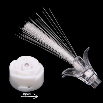 Set of three Wukusy multi-color LED fiber optic flower night lamps, decorative home improvement lighting.