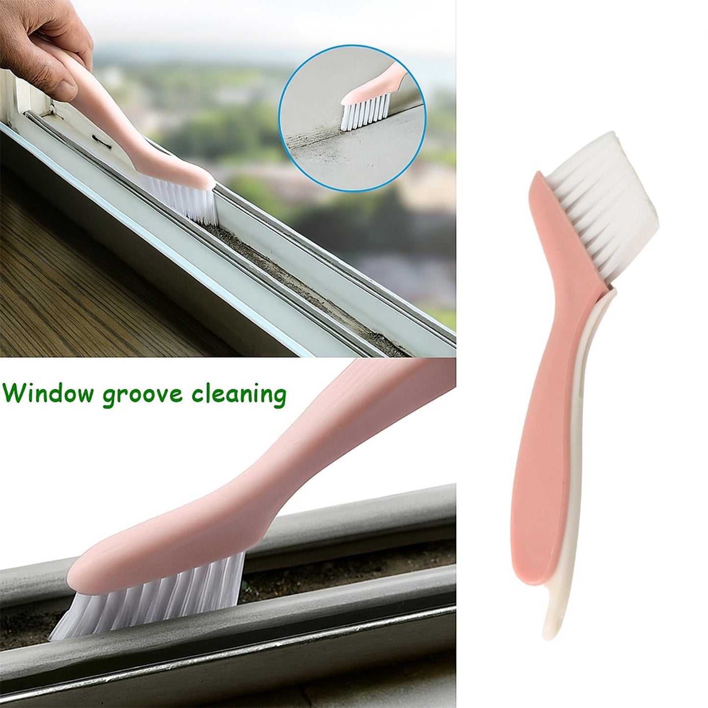 Wukusy 2-in-1 groove cleaning brush with crevice scraper for home improvement, showing the brush and scraper tools in use