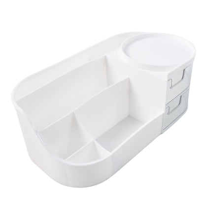 Wukusy multi-functional plastic vanity storage box for organizing cosmetics, jewelry, and small home essentials.