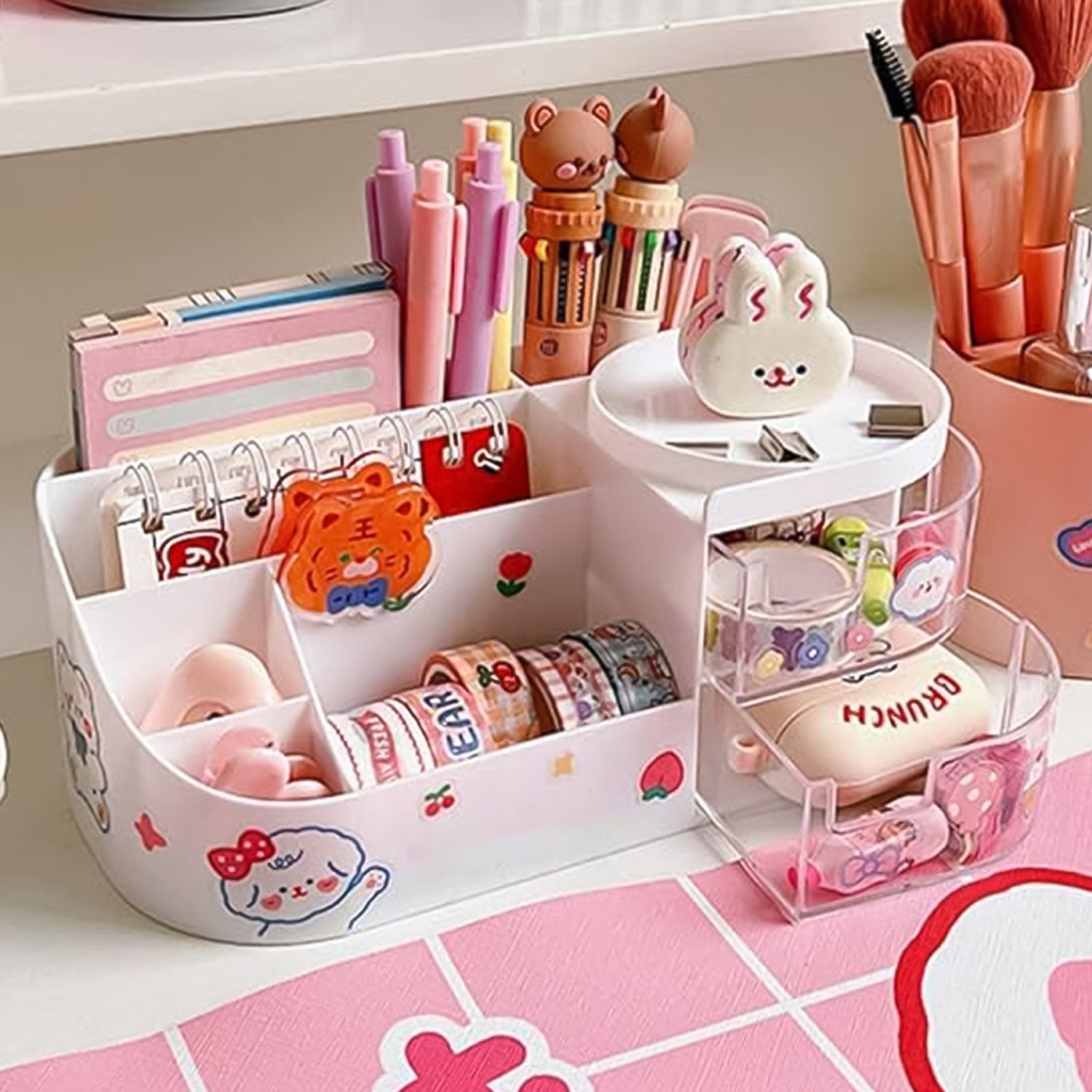 Wukusy multi-functional plastic vanity storage box for organizing cosmetics and toiletries on a home improvement shelf