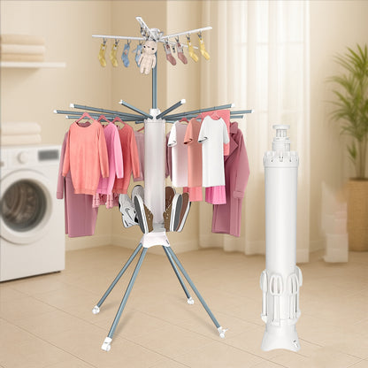 Wukusy multi-layer foldable clothes drying rack set for home, featuring multiple tiers and a compact, foldable design for easy use.