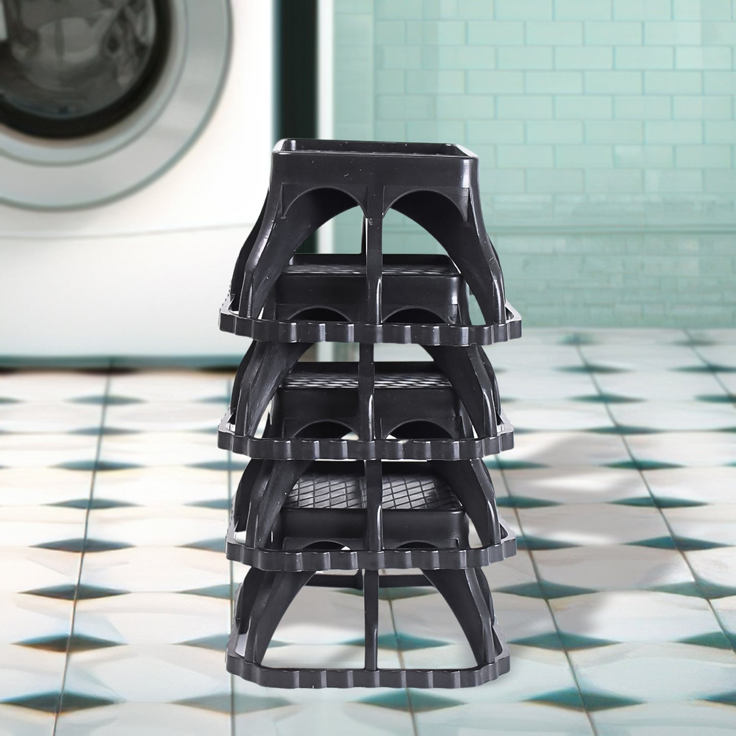 Set of four Wukusy multi-purpose plastic washing machine stands for home improvement, providing stable support for appliances.