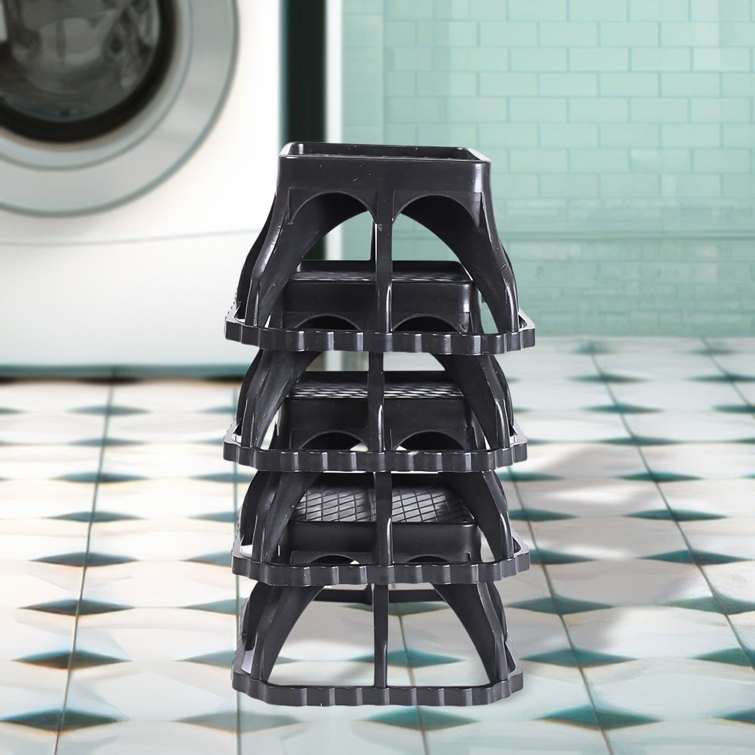 Set of four Wukusy multi-purpose plastic washing machine stands for home improvement, providing stable support for appliances.