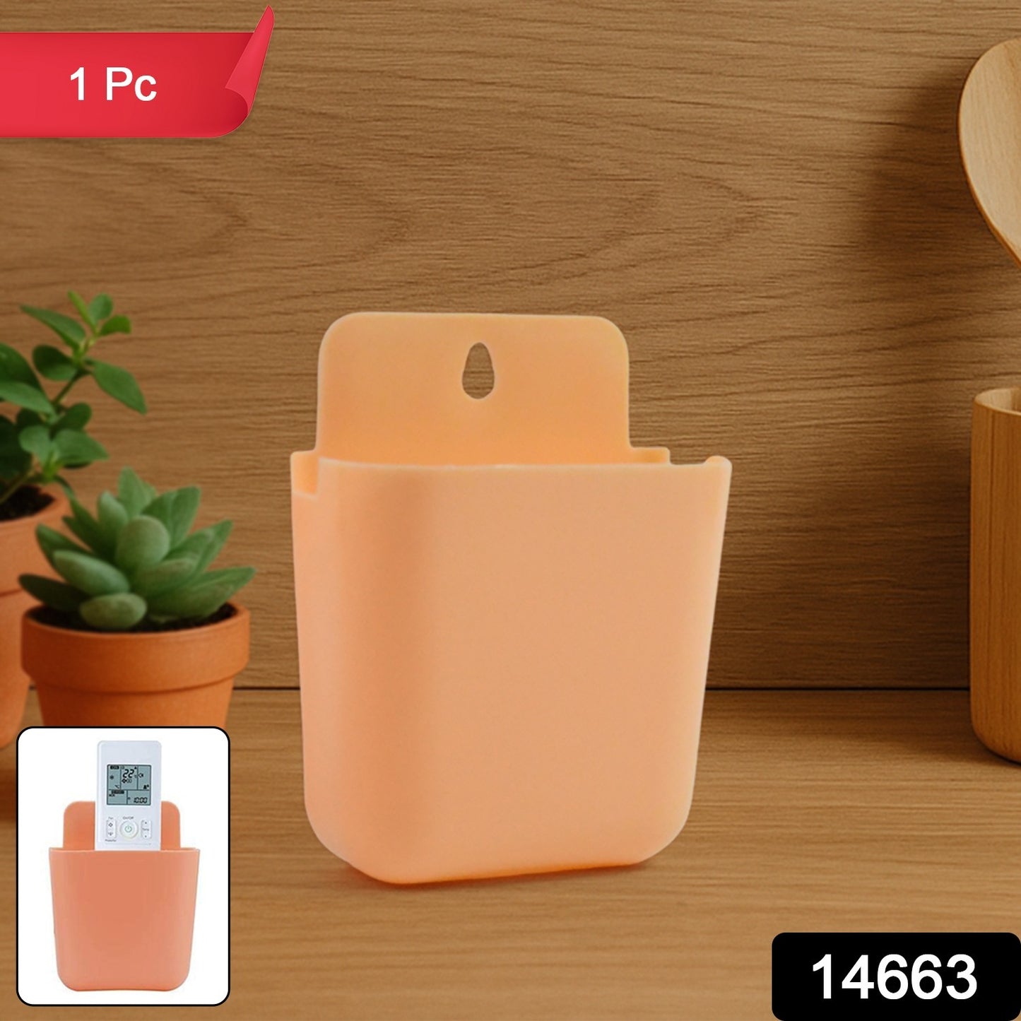Wall-mounted plastic storage pocket by Wukusy, versatile home organization solution for holding small items and accessories.