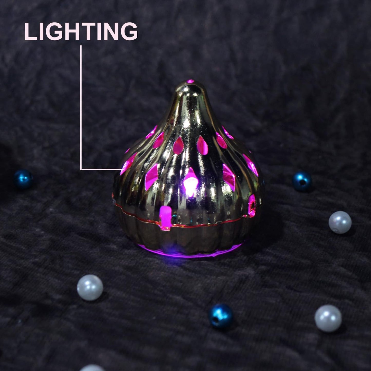 Multicolor Modak-shaped color-changing LED light by Wukusy, ideal for home decor, with vibrant, dynamic lighting effects.