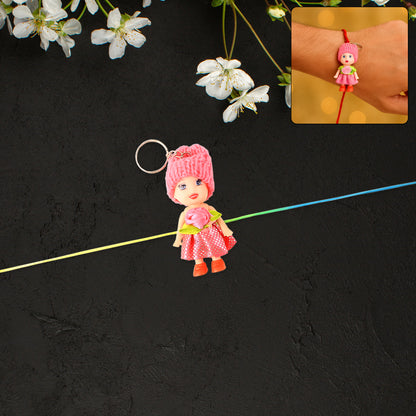 Wukusy multifunction doll Rakhi for kids featuring a cute soft toy with keychain, decorative fancy Rakhi for boys and girls.