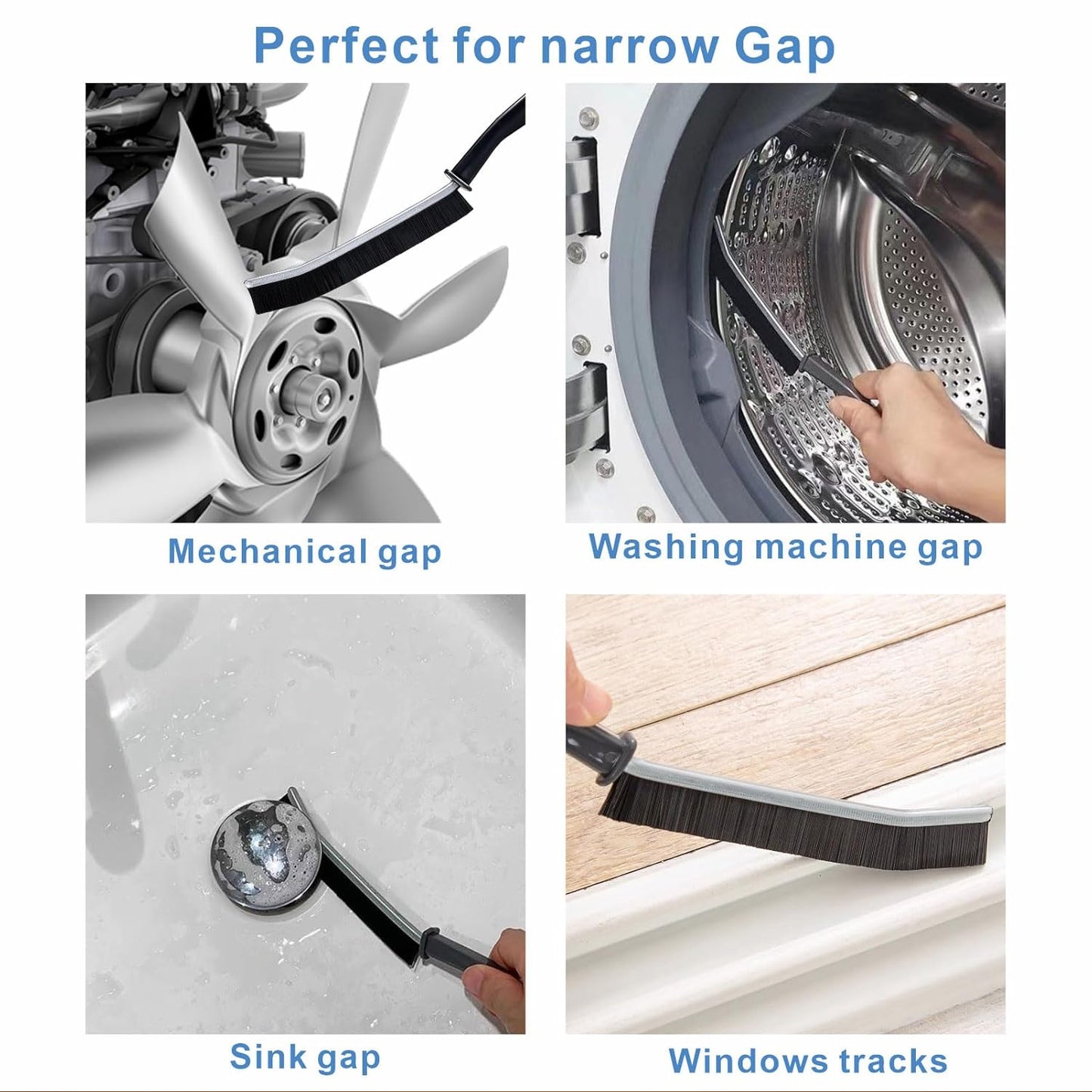 Wukusy multifunctional crevice cleaning brush, 23 cm home improvement tool for cleaning gaps and hard-to-reach areas.