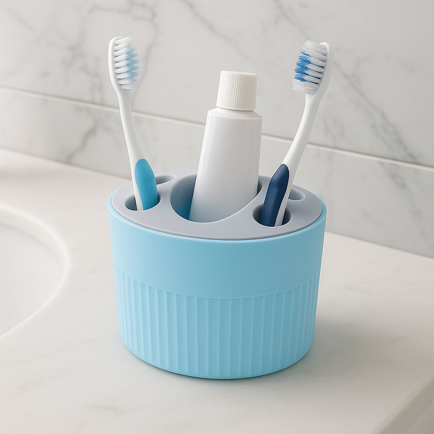 Wukusy multipurpose bathroom toothbrush and utility holder stand with multiple slots for organizing toothbrushes and small bathroom items.