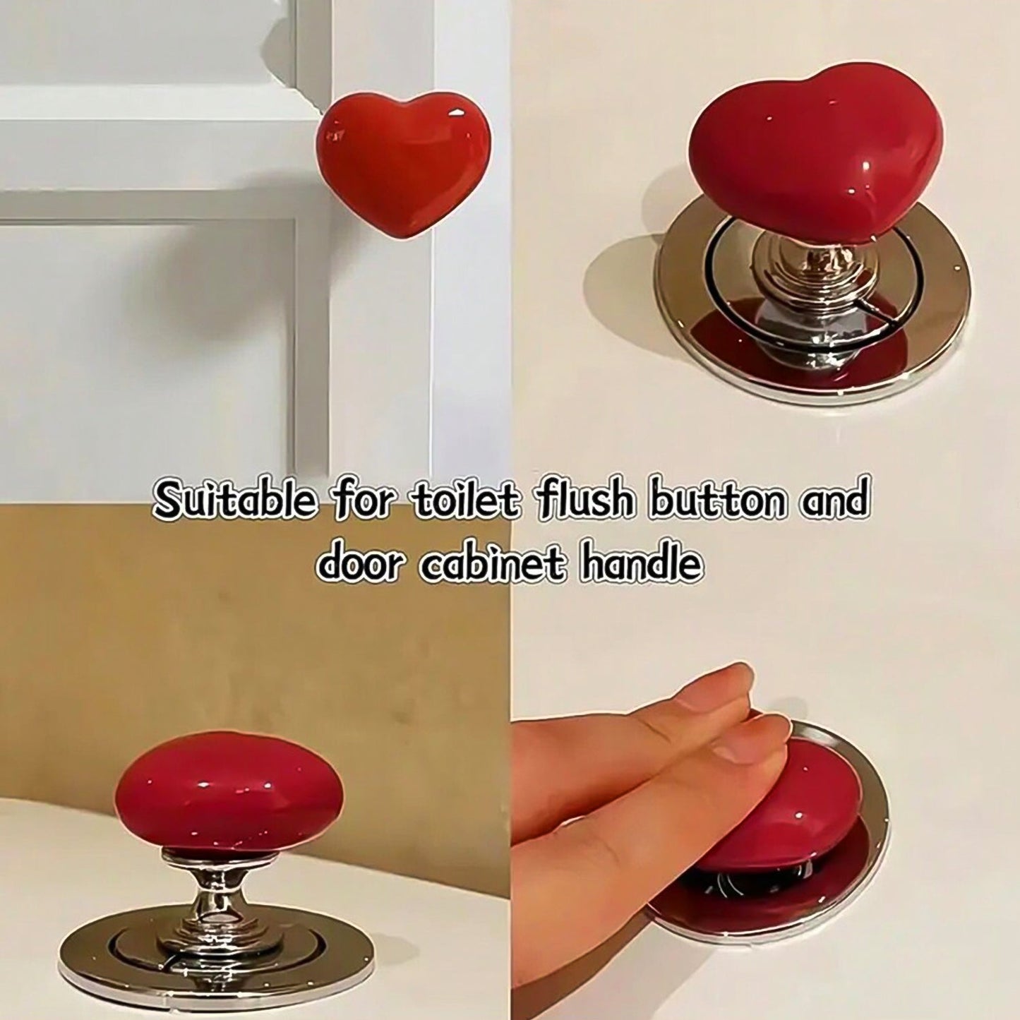 Wukusy heart-shaped cabinet door handle and drawer knob pull, versatile home improvement hardware with a press button design.