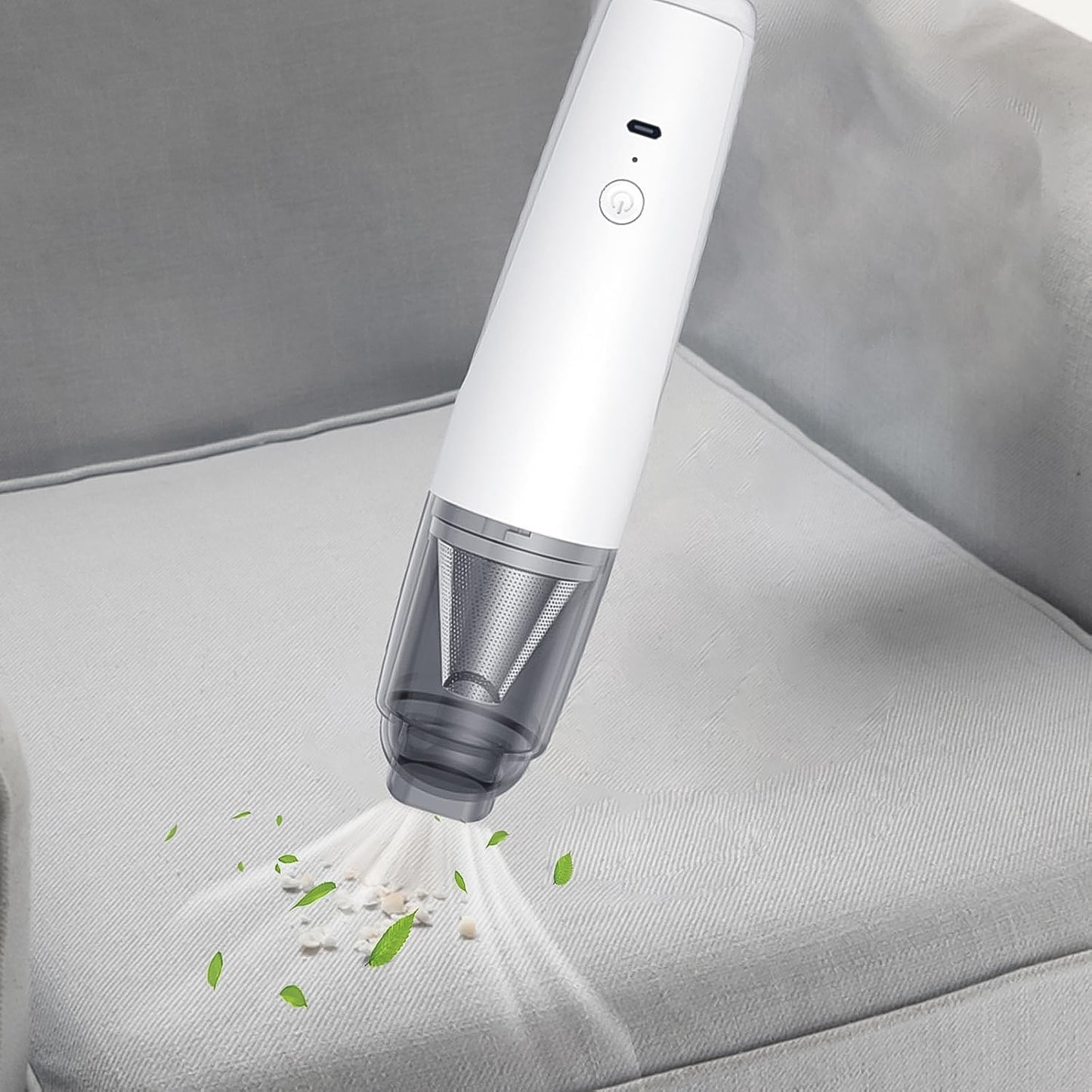 Wukusy cordless rechargeable mini handheld vacuum cleaner set for versatile home cleaning, featuring compact design and various attachments.