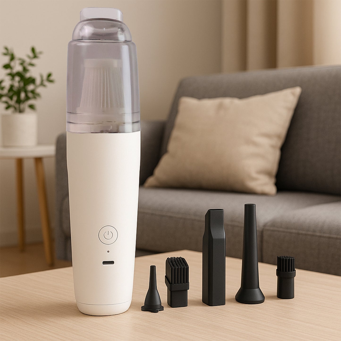 Wukusy cordless rechargeable mini handheld vacuum cleaner set for home improvement, lightweight with multiple attachments.