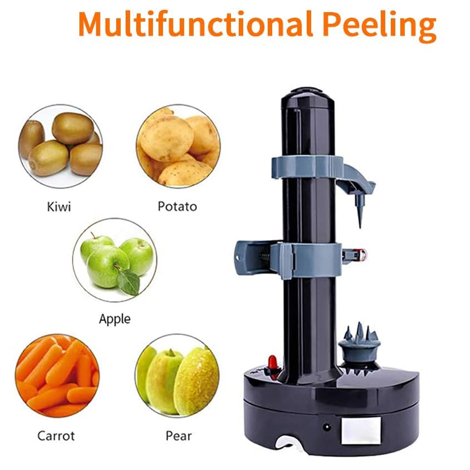 Wukusy electric vegetable and fruit peeler for potatoes and produce, automatic, compact kitchen tool for home improvement.
