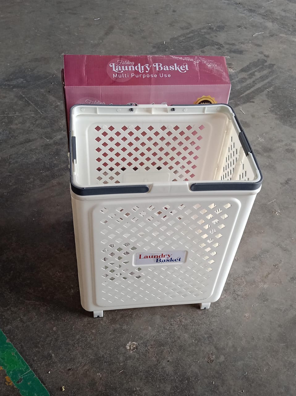 Wukusy foldable laundry basket with wheels, versatile home improvement storage solution, shown in open position with handles and wheels