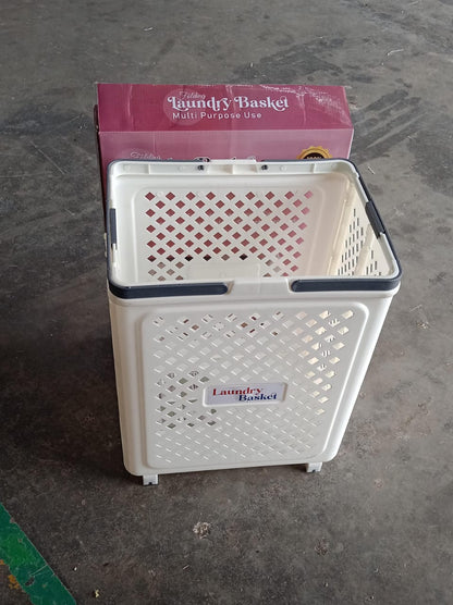 Wukusy foldable laundry basket with wheels, versatile home improvement storage solution, shown in open position with handles and wheels