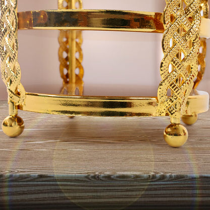 Golden metal candle stand showpiece by Wukusy, multipurpose home decor with elegant design for living spaces.