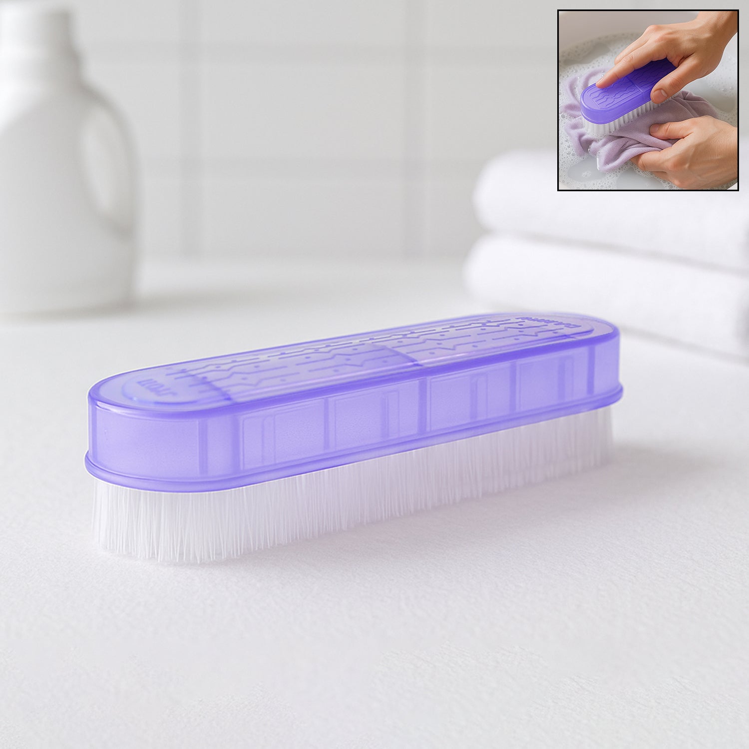 Wukusy multipurpose plastic handle laundry brush for cleaning clothes and surfaces in home improvement tasks.