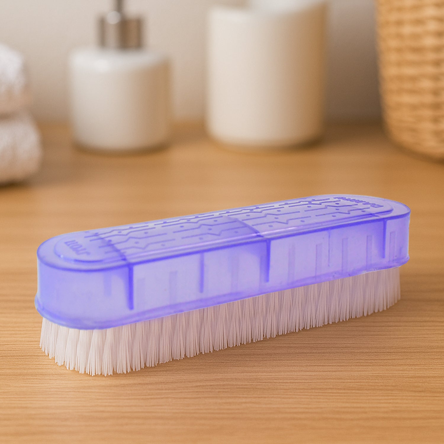 Wukusy multipurpose plastic handle laundry brush with ergonomic design for cleaning clothes and surfaces.