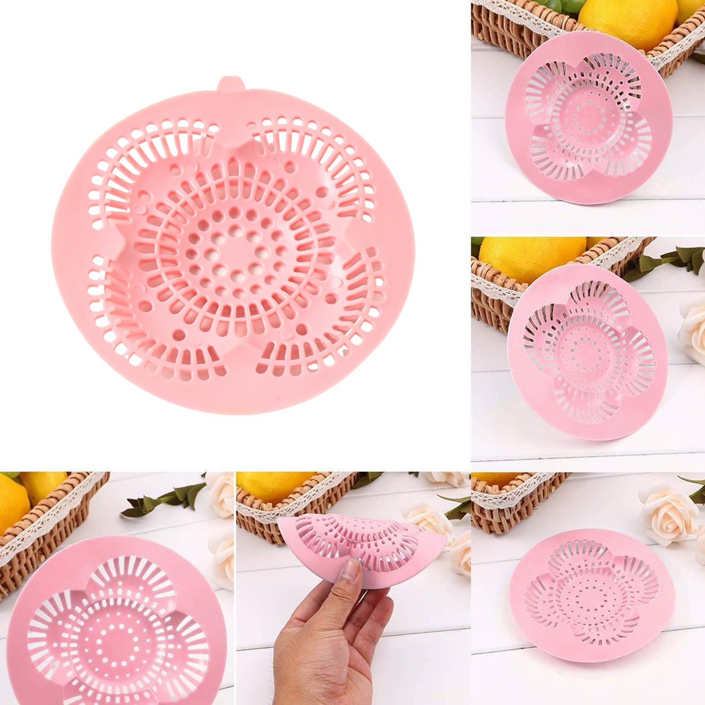 Wukusy silicone sink drain hair catcher and filter cover for home improvement, preventing clogs and trapping debris in the drain.