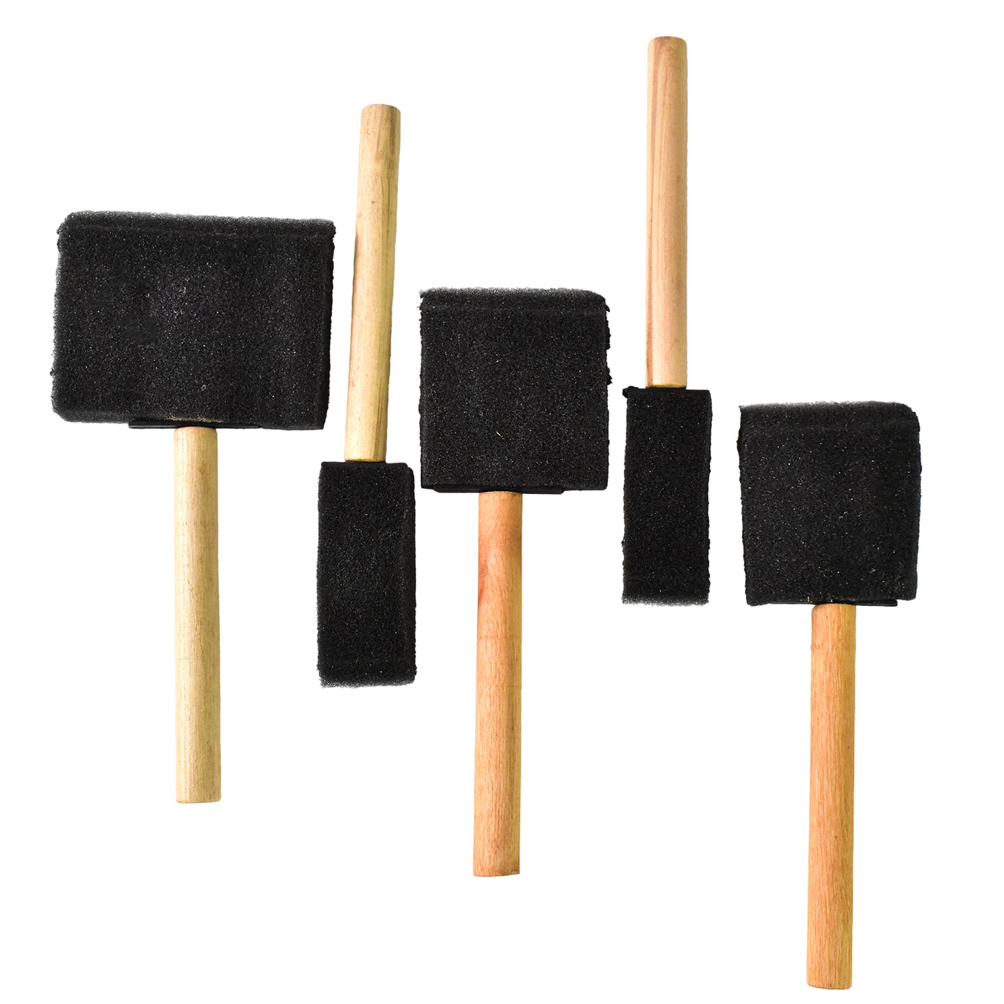 Set of 5 Wukusy multipurpose sponge brushes with wooden handles for painting and home improvement projects.