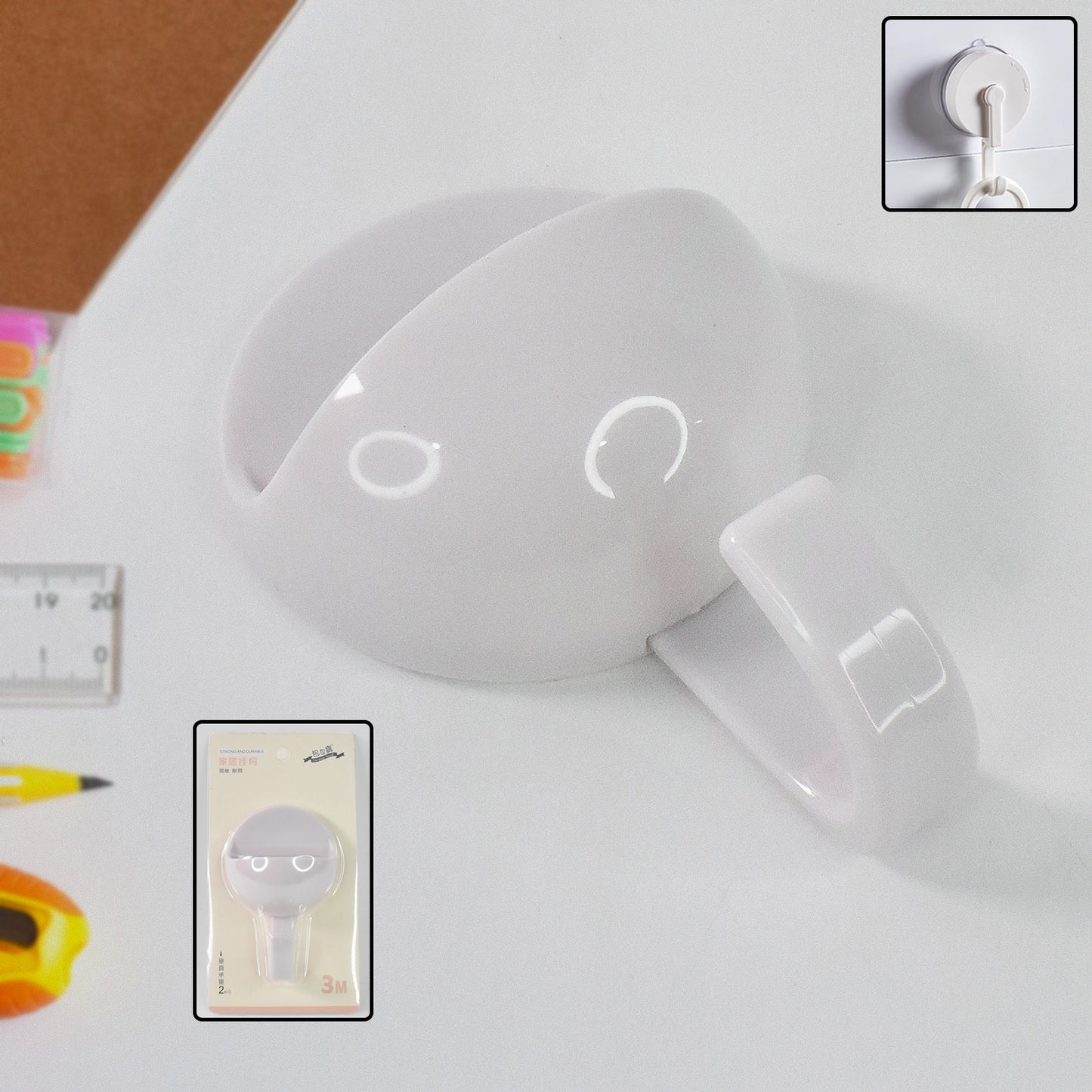 Wukusy multipurpose heavy-duty self-adhesive wall hooks for home improvement, showing sturdy hooks attached to a wall surface