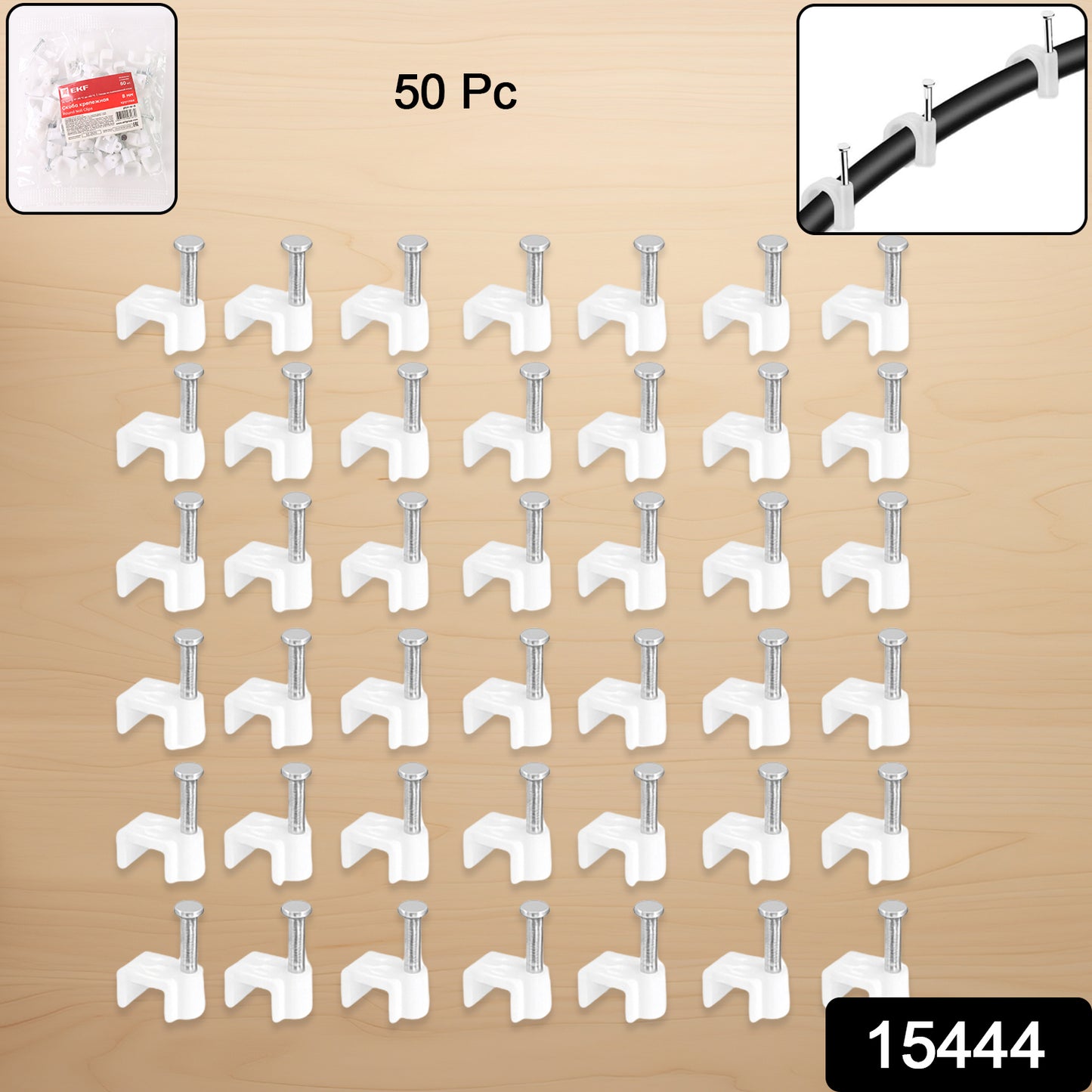 Wukusy nail cable clips for wire management, 10mm size, 50 pack, suitable for home improvement and organizing electrical wires.