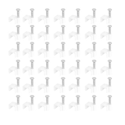 Wukusy nail cable clips for wire management, 10mm size, holding cables securely in a home improvement setting, pack of 50.