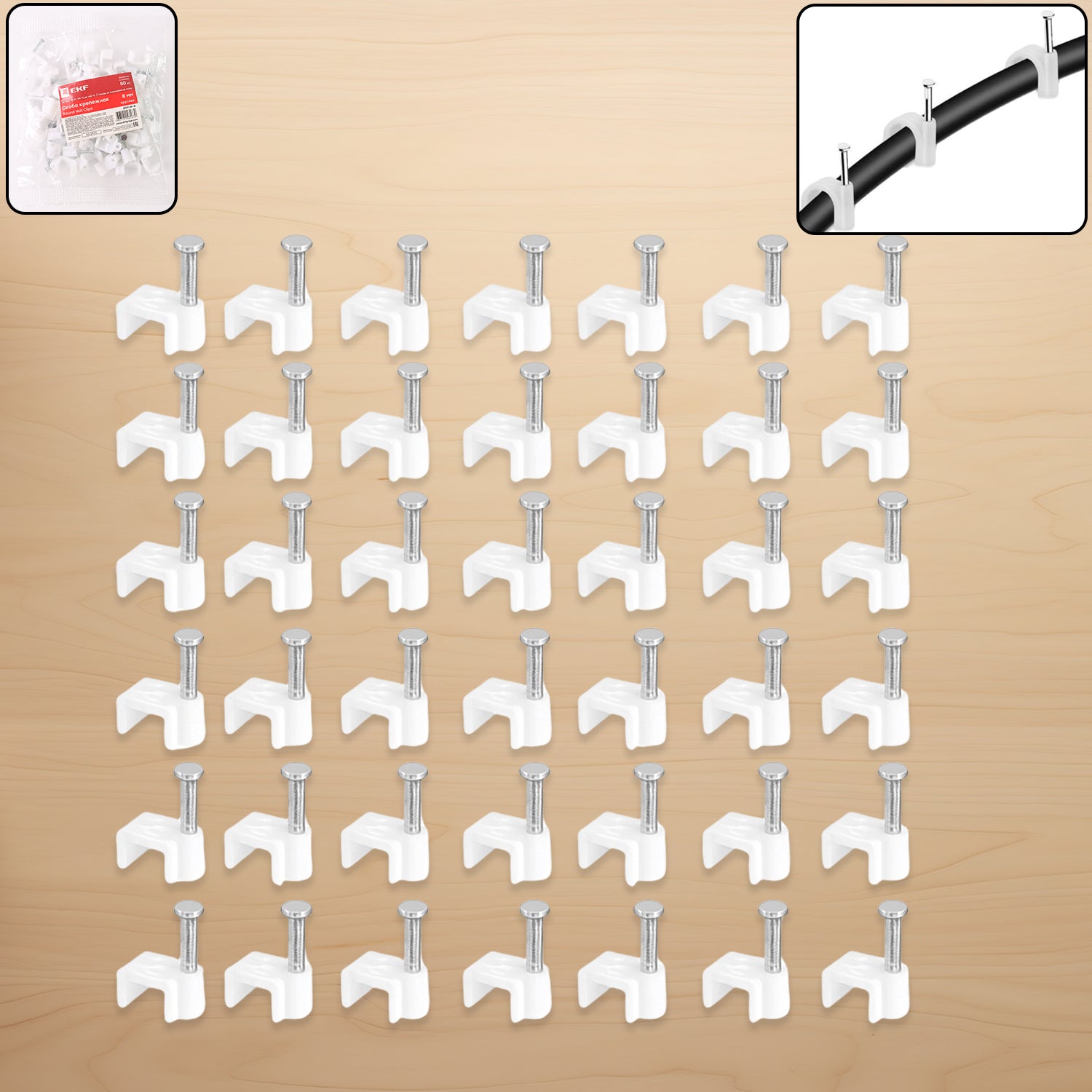 Wukusy nail cable clips for wire management, 10mm size, set of 50, used to secure and organize wires at home.