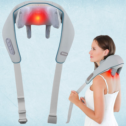 Wukusy rechargeable electric neck and shoulder massager with heat, designed for home relaxation and pain relief.