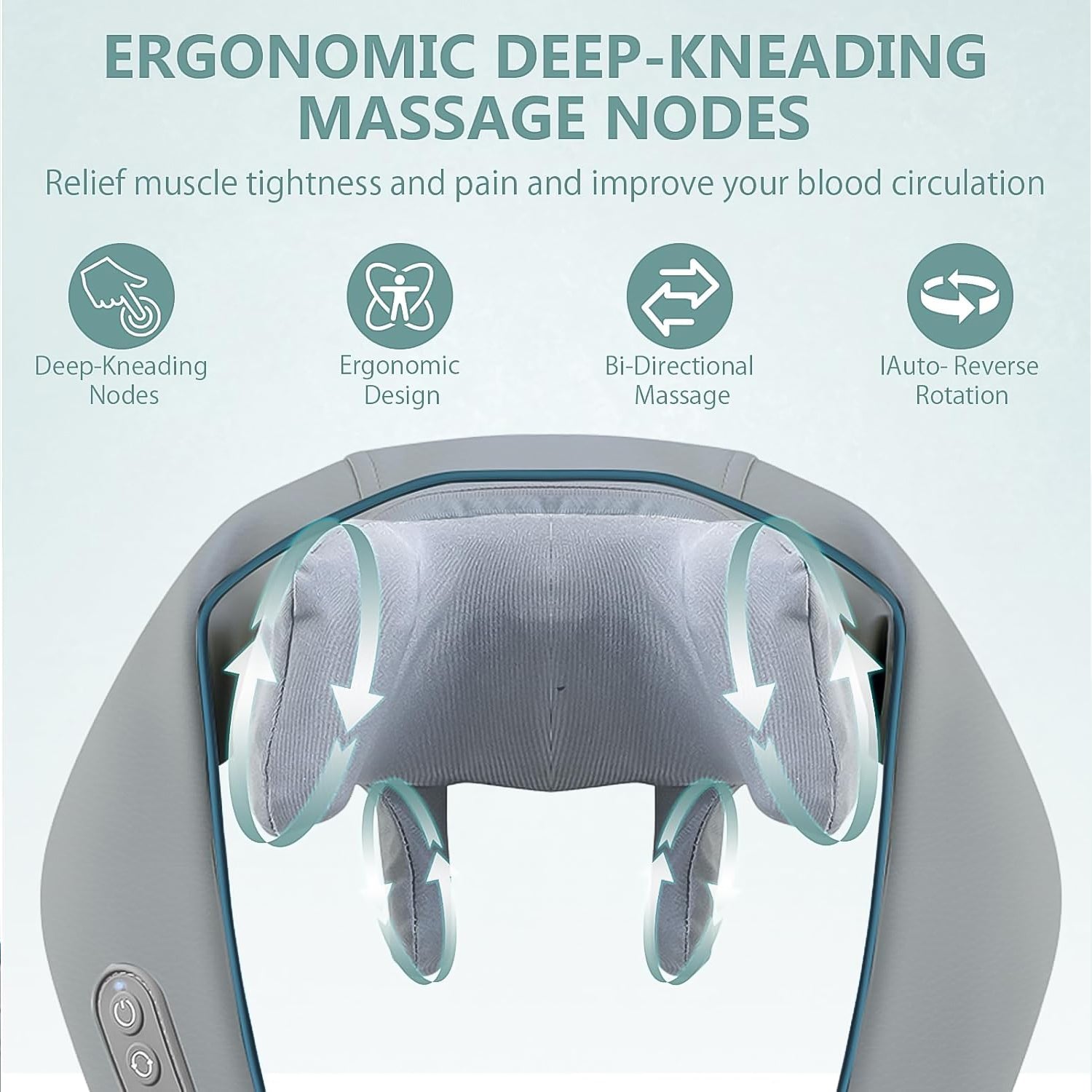 Wukusy electric rechargeable neck and shoulder massager with heat feature, designed for home relaxation and pain relief.