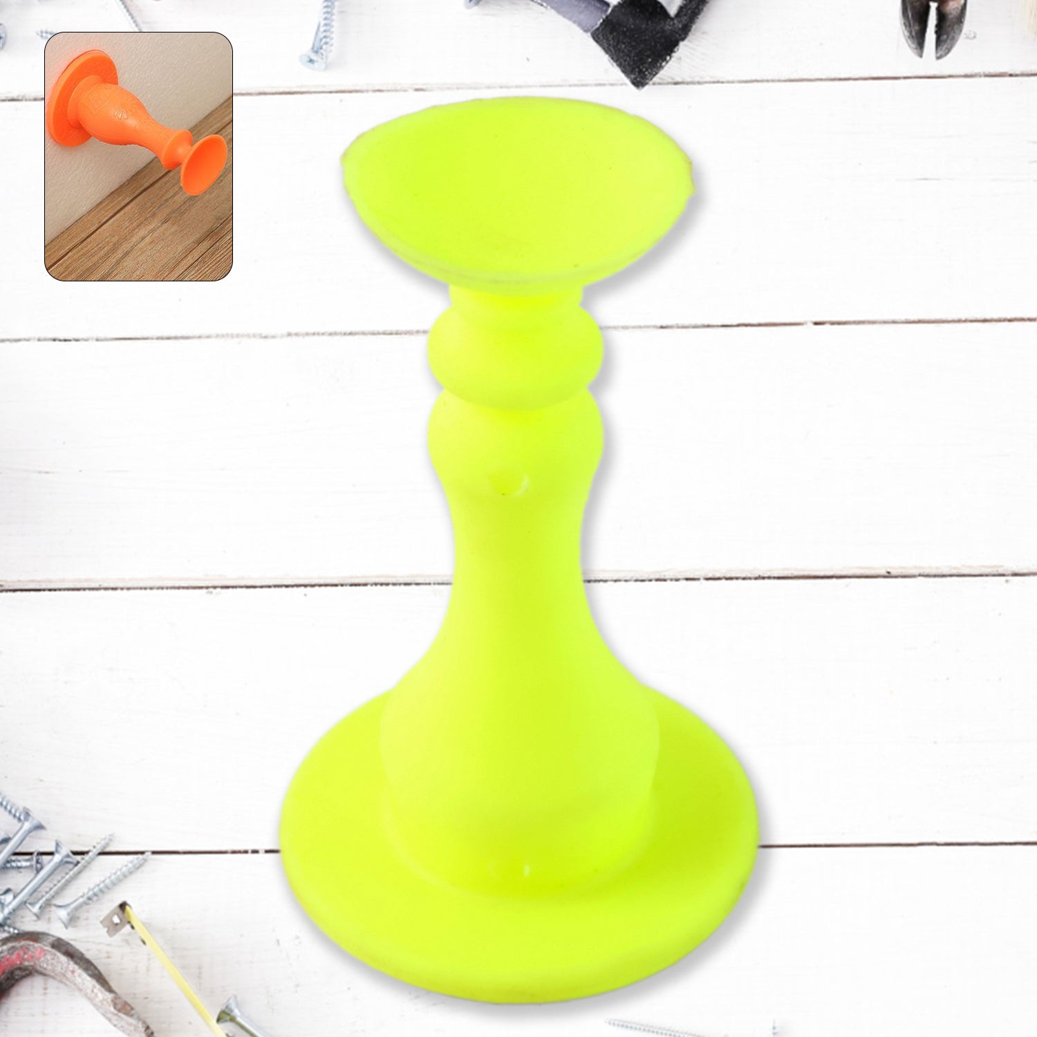 Neon yellow washing machine door holder and stopper by Wukusy, helps keep the washing machine door open securely.