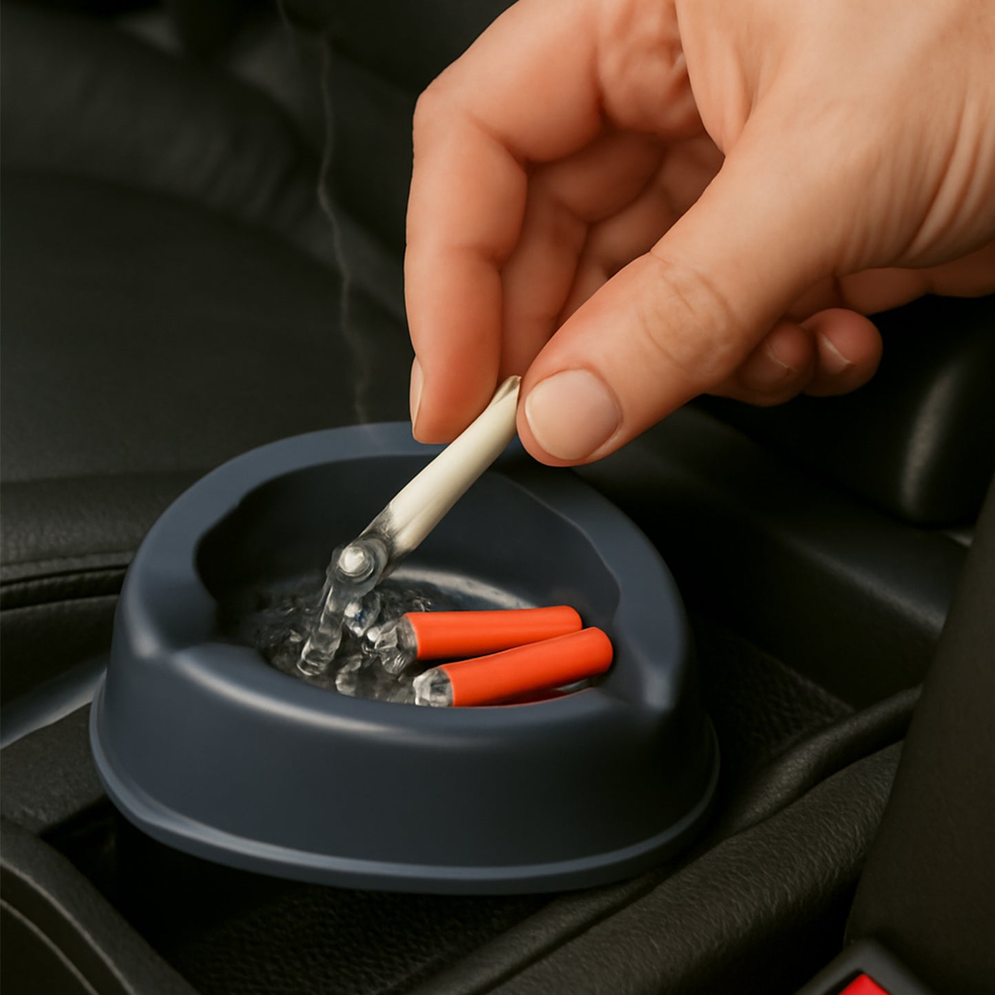 Wukusy Oblivion plastic ashtray with wide bowl and triple cigarette holder slots, ideal for home improvement and outdoor use.