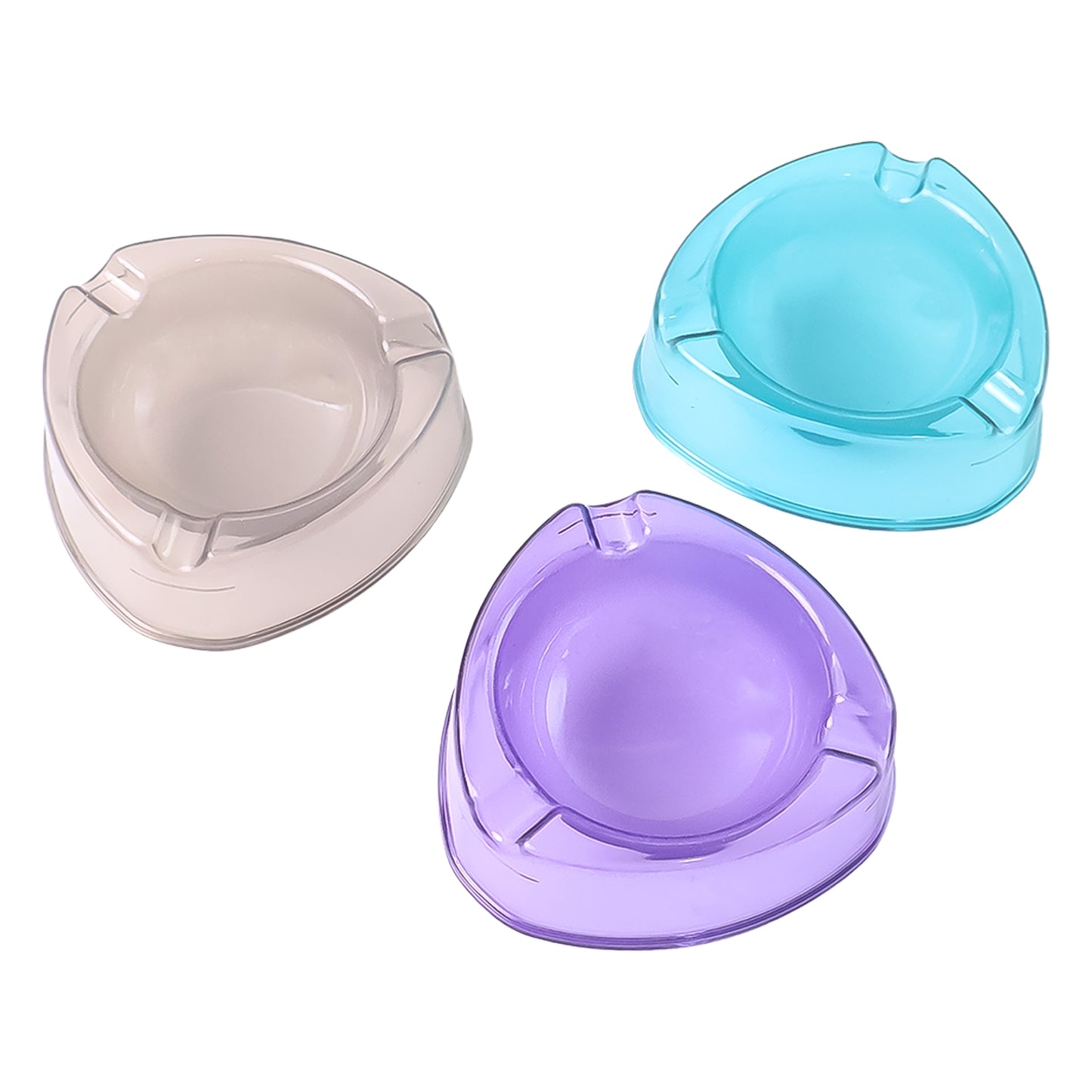 Oblivion transparent plastic ashtray with mixed colors from Wukusy, designed for home improvement and outdoor use.