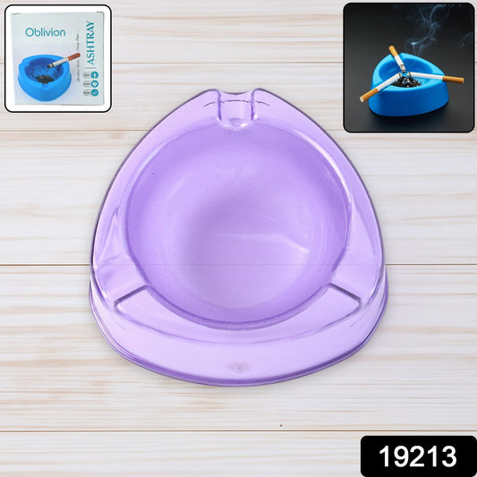 Wukusy Oblivion transparent purple plastic ashtray for home improvement, round with deep bowl design, single piece.