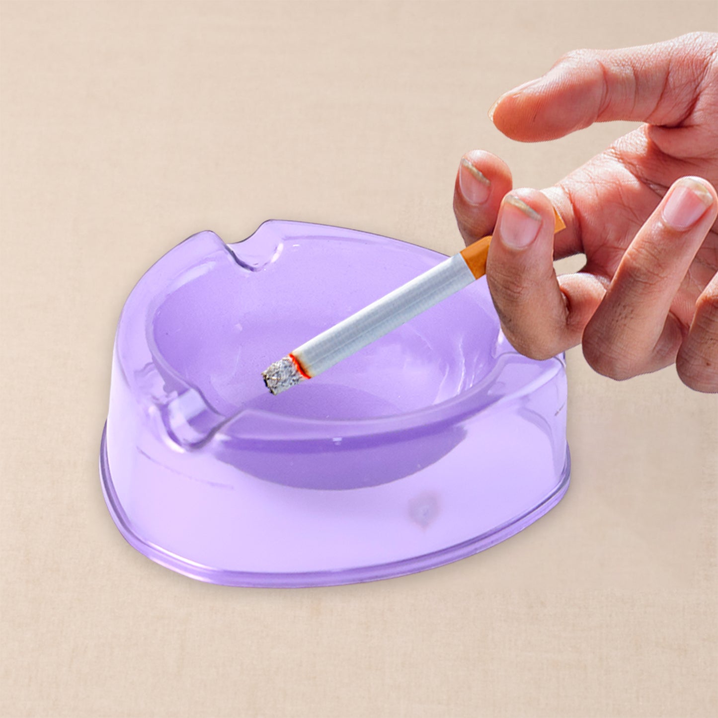Wukusy Oblivion transparent purple plastic ashtray, single piece, suitable for home improvement and indoor use.