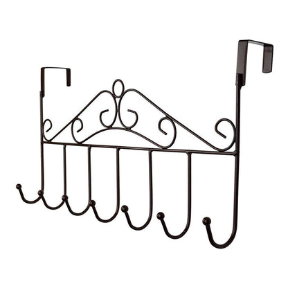 Wukusy over the door hanger rack with 7 hooks, decorative metal door hook rack for home or office organization.