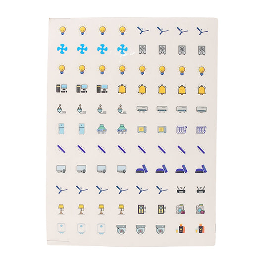 Pack of 10 Wukusy smart switch icon sticker sheets with multiple home improvement icons for electrical switch labeling.