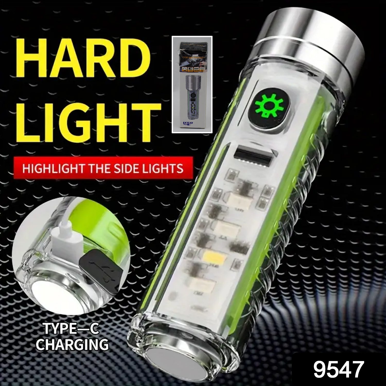 Wukusy rechargeable LED torch flashlight with pattern design, USB charging, compact home improvement tool, 1 piece